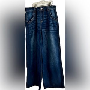 Fashion Nova Wide Leg Blue Denim Jean